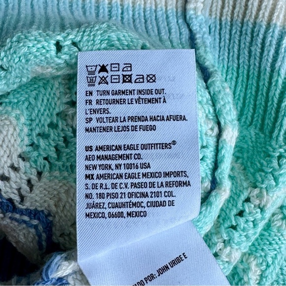 American Eagle Outfitters Blue & Mint Chevron Knit Crop Tank Top Size M - Picture 6 of 9